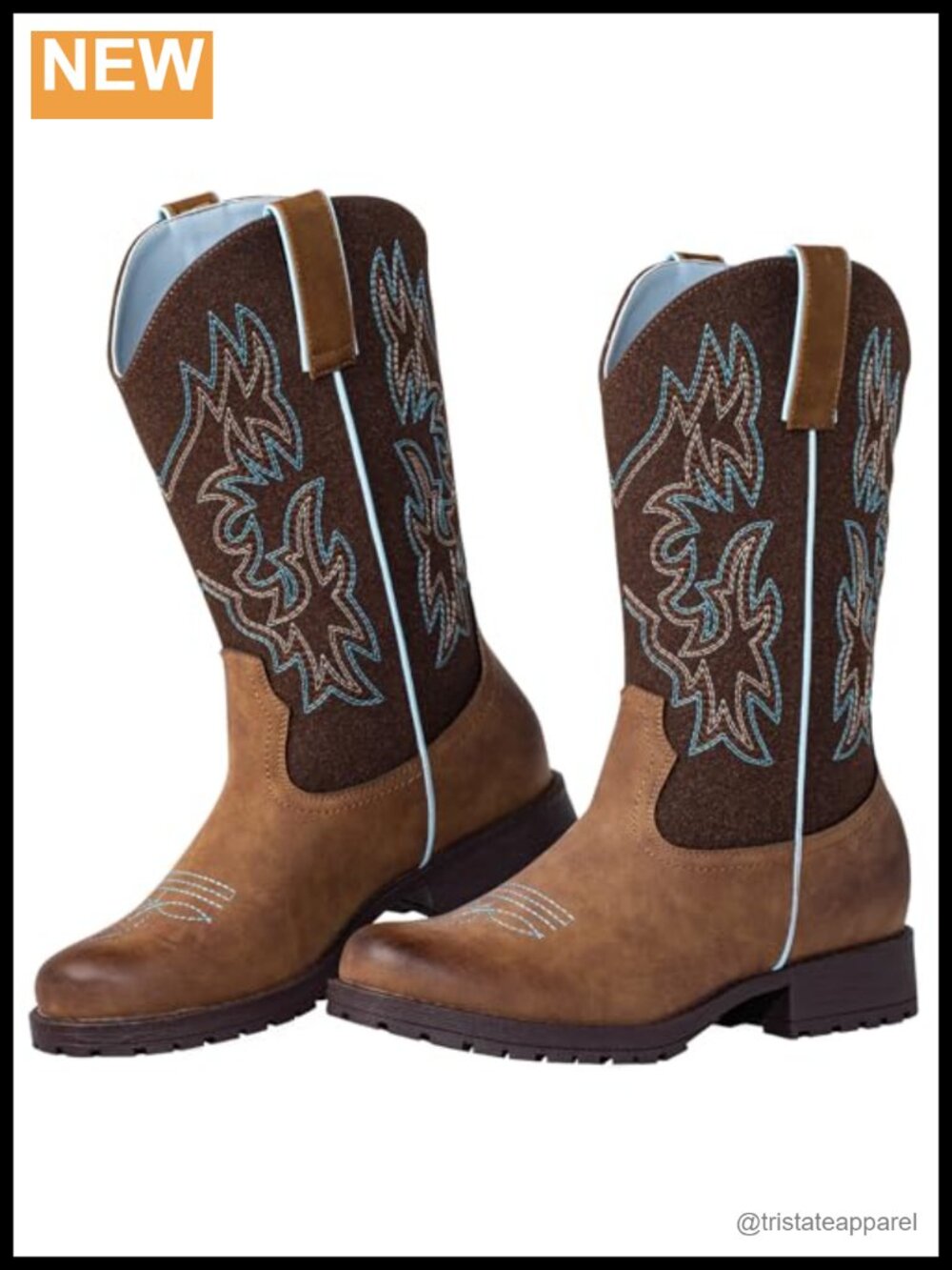 Women's Western Cowboy Boots Slip Resistant Round Toe Wide Calf Work Boots
